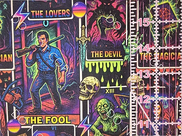 Custom 100% Cotton Woven Fabric Evil Dead Tarot Cards Horror Movie 1/4 Yard 9x56