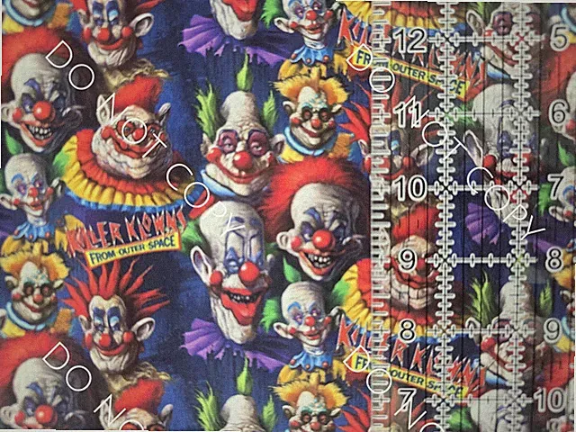 Custom 100% Cotton Woven Fabric Horror Movie Killer Klowns By The 1/4 Yd 9x56