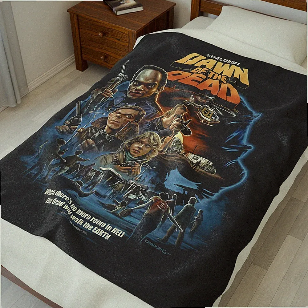 Dawn of The Dead Horror Movie Black Velveteen Plush Blanket