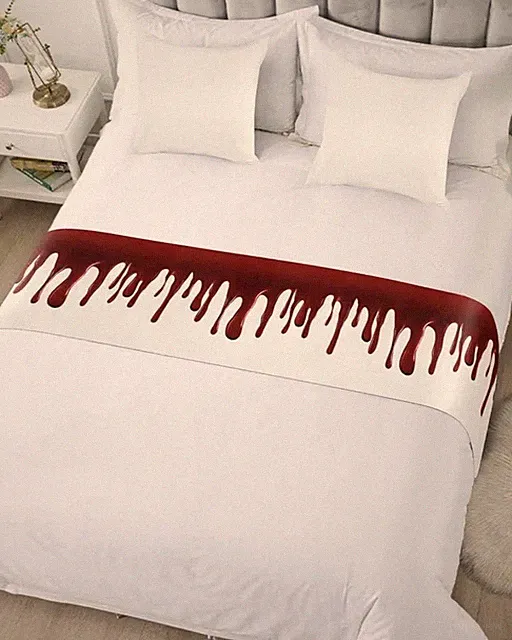 Dripping Blood Pattern Bed Runner/Scarf For Queen Size Beds 🩸New
