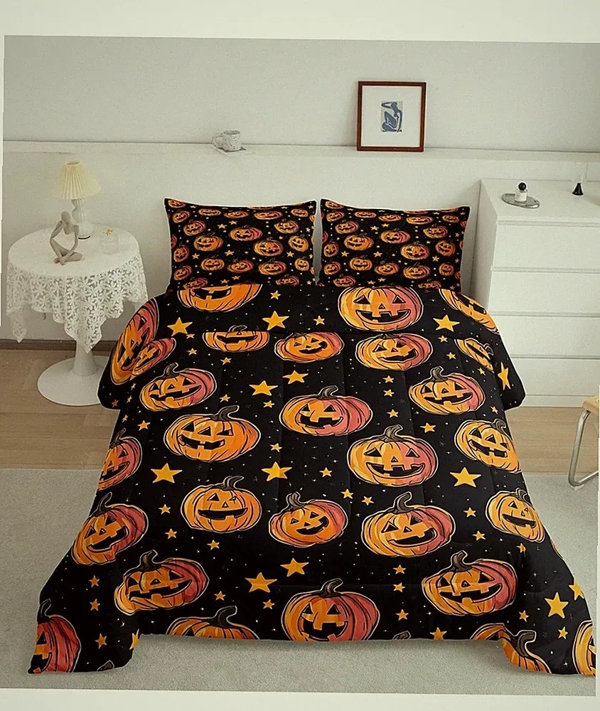 Feelyou Horror Theme Comforter Set King Size Kids Happy Halloween Comforter for