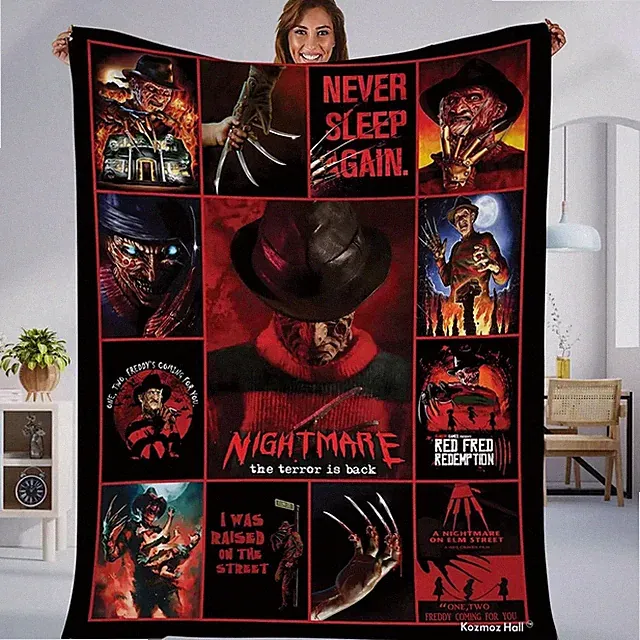 Horror Dream Killer Flannel Blanket Scary Character Cozy Throw Gift