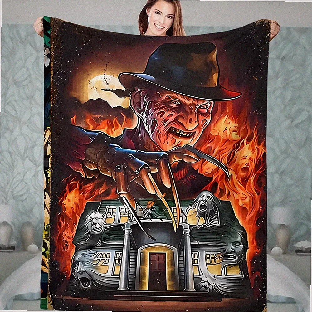 Horror Theme Flannel Throw Blanket Soft Cozy All Season
