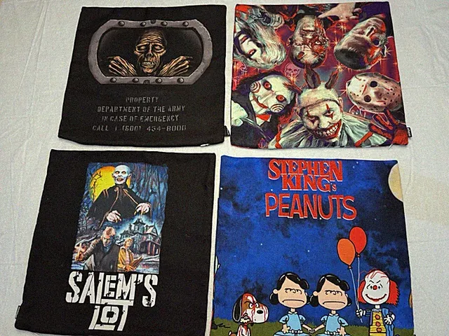 Lot Of 4 Society6 Zip Up Pillow Cushion Covers, Halloween Horror, 15.5”