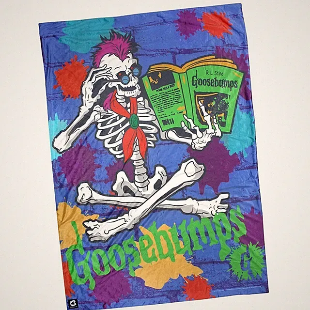 NEW Creepy Co. Goosebumps CURLY Skeleton BLANKET Throw 60x42" Horror Book 90s TV