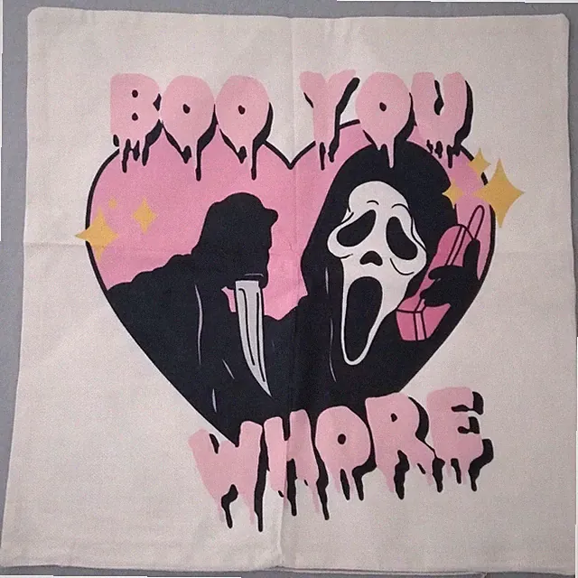 Scream Ghost Face Pillow Case Cover Sham Canvas Horror Boo You Whore Y2k 18"×18"