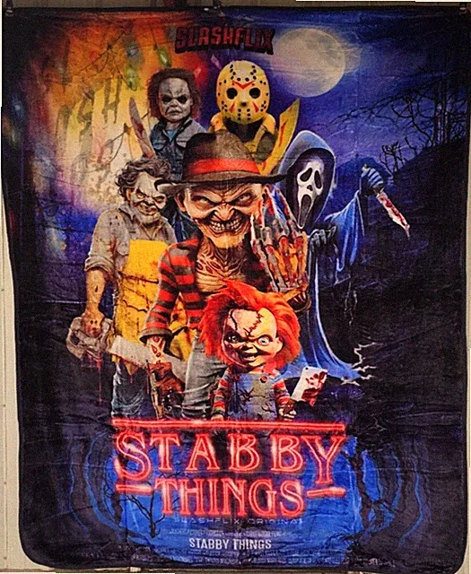STABBY THINGS HORROR FREDDY JASON MICHAEL CHUCKY SCREAM QUEEN BLANKET BEDSPREAD