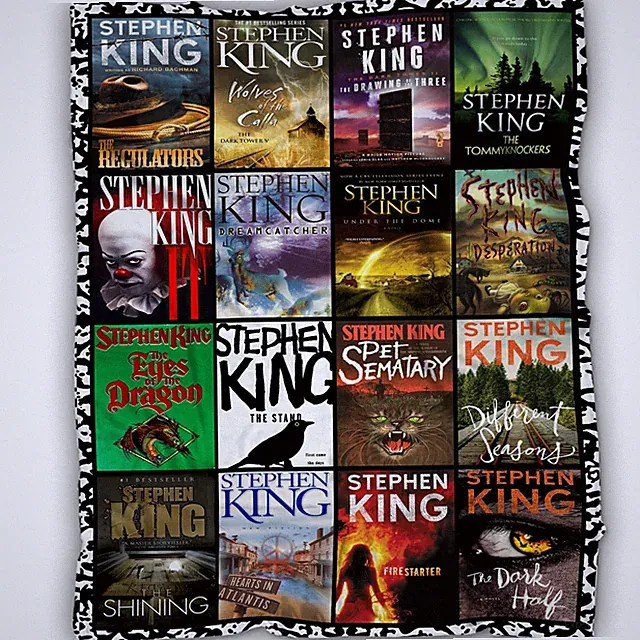 Stephen King Horror Classics Blanket – Iconic Book Covers Collage Design