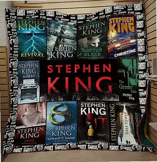 Stephen King Horror Collection Throw Blanket – Iconic Book Covers Collage