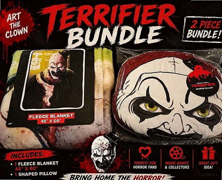 Terrifier Art The Clown 2 Piece Horror Bundle Fleece Blanket 45x60 + Pillow NEW