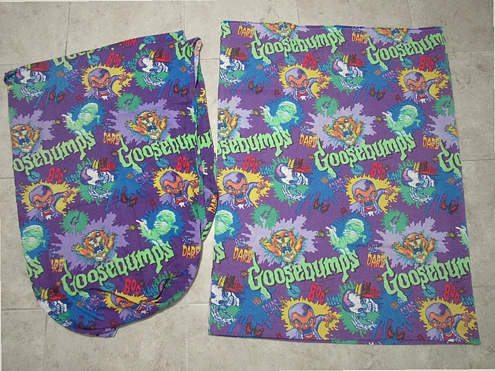 Vtg 90s GOOSEBUMPS Top & Bottom BED SHEET Set TWIN Flat & Fitted RL Stine Horror
